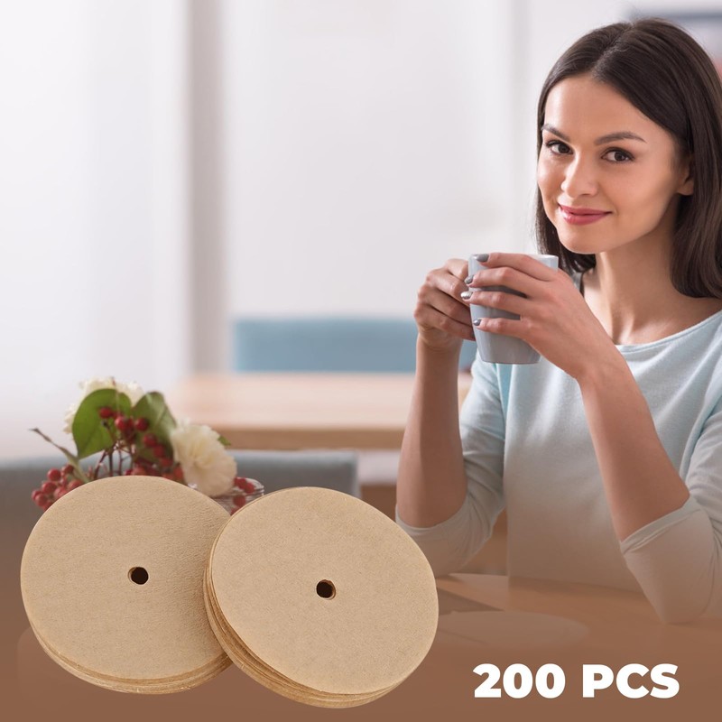 200Pcs High Density Coffee Filters Papers Easy Convenient Unbleached Wood