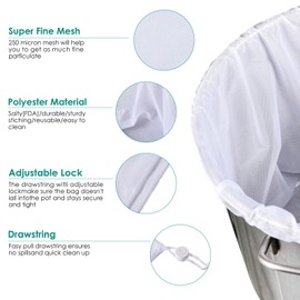 SANTOW - Bolsas coladoras de malla, bolsa de malla reutilizable para elaboración en casa, paquete de 2 bolsas de filtro extra grandes para cerveza, nueces, leche, cerveza fría, prensa de vino de