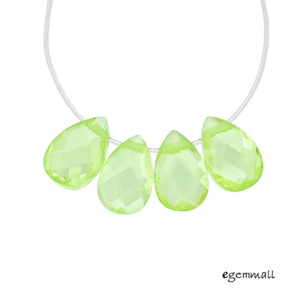 egemmall 8 Cubic Zirconia Flat Pear Briolette Beads 6x9mm Apple