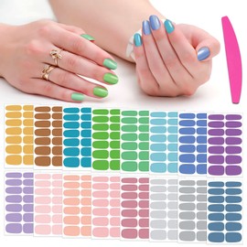 SILPECWEE Vitality Nail Wraps for Women Solid Color Nail Polish Strips Self Adhesive Nail Polish Stickers Gel Nail Strips Nail Art Accessories with 1pc Nail File (16 Sheets)