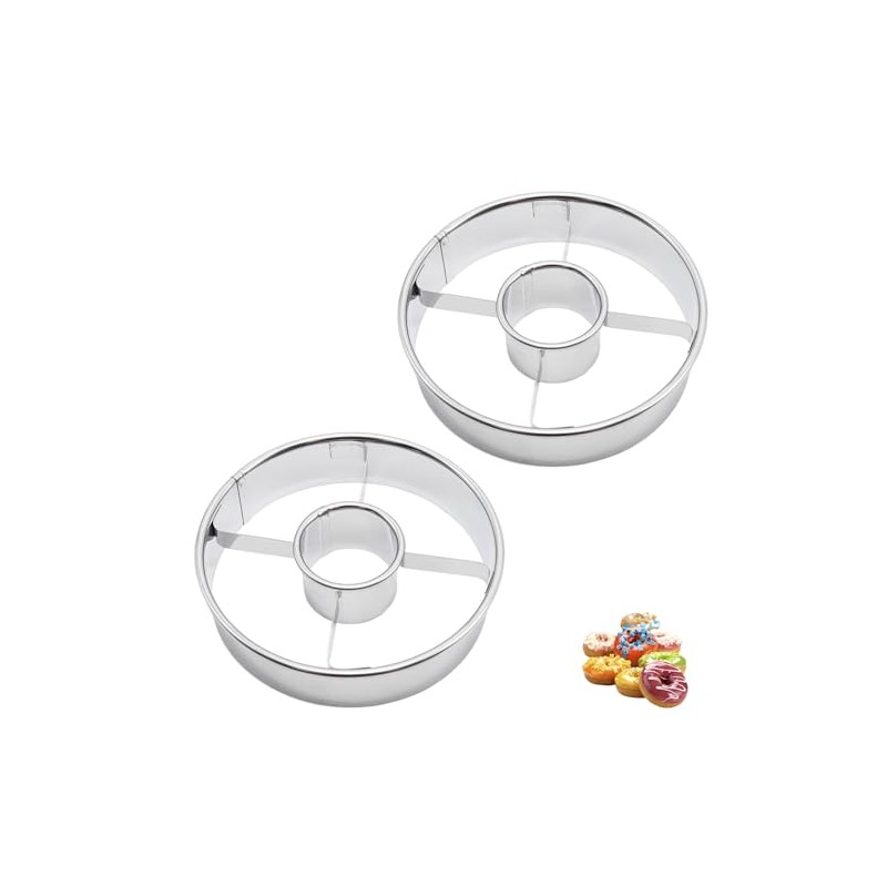 JAKOUE 2 Pack Silvery Cookie and Donut Hole Cutter 3.86