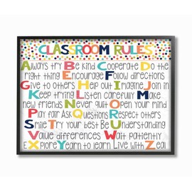 Stupell Industries Classroom Rules Colorful Alphabet Black Framed Wall Art, 11x14, Design by Artist Alli Rogosich