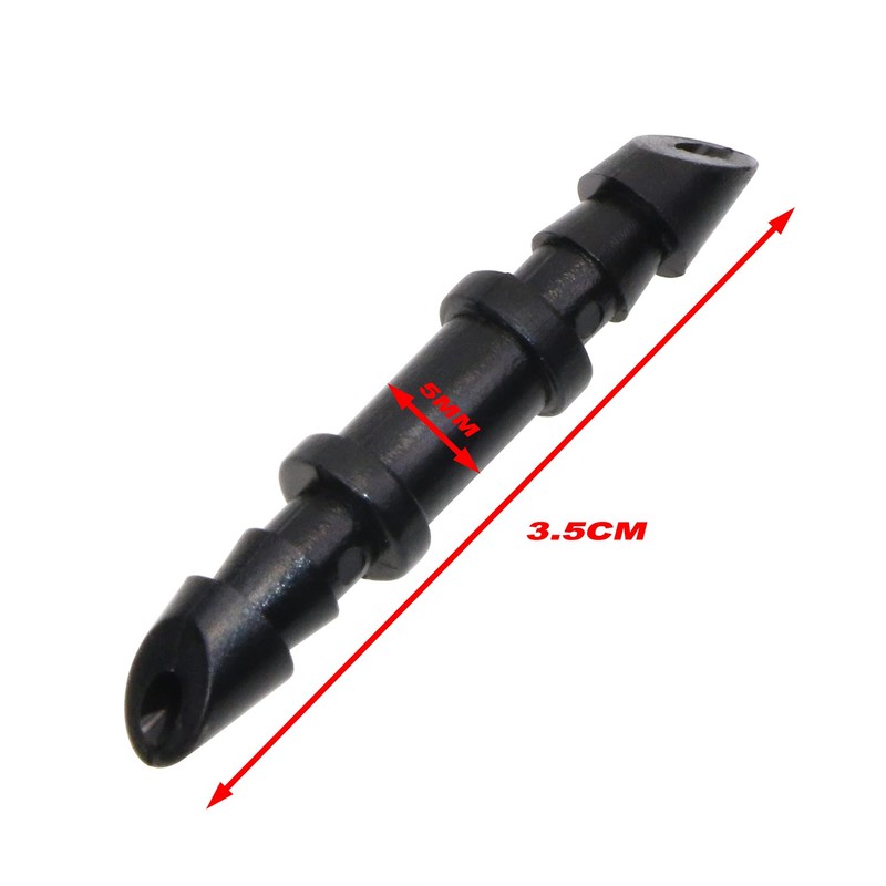 Mini Skater 5mm (Dia) Black Hard Plastic Straight Barbed Connectors,