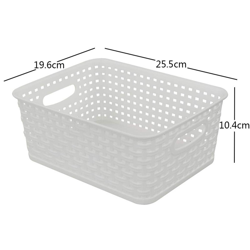 Bringer Set of 6 Plastic Storage Baskets, White Weave Storage