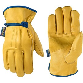 Guantes de trabajo de cuero HydraHyde para hombre, resistentes al agua, grandes (Wells Lamont 1164L)