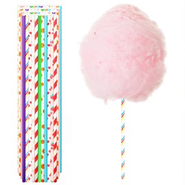 Cotton Candy Sticks, 50 Pcs Cotton Candy Cones, Colorful Cottons Candys Supplies Paper Straws Cones, Cottons Candy Holder Stick Paper Straw Cones for Birthday Wedding Party Candy Making