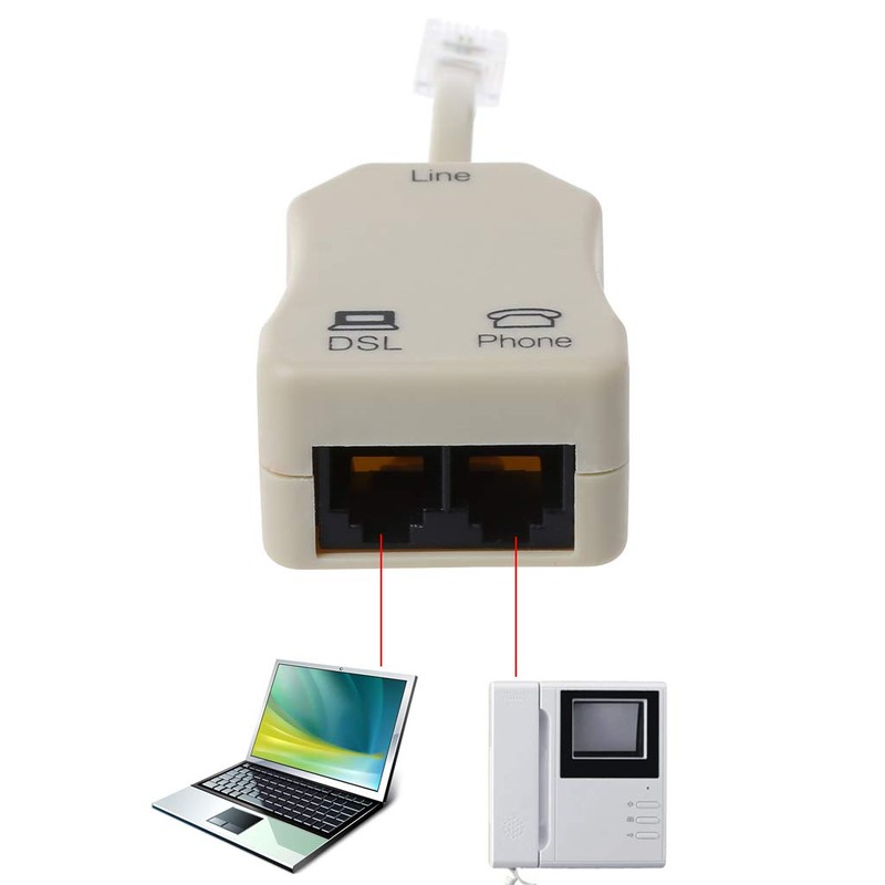 JUNESUN Portable ADSL Modem Telephone Phone Fax in-Line Splitter Filter
