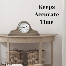 Mantel Clock Battery Operated - Grey Ash Wooden Farmhouse Mantle Clock for Living Room Decor Above Fireplace, Office, Shelf & Home Décor Gift 15x7.5 - Silent Wood Mantel Clock for Living Room Table
