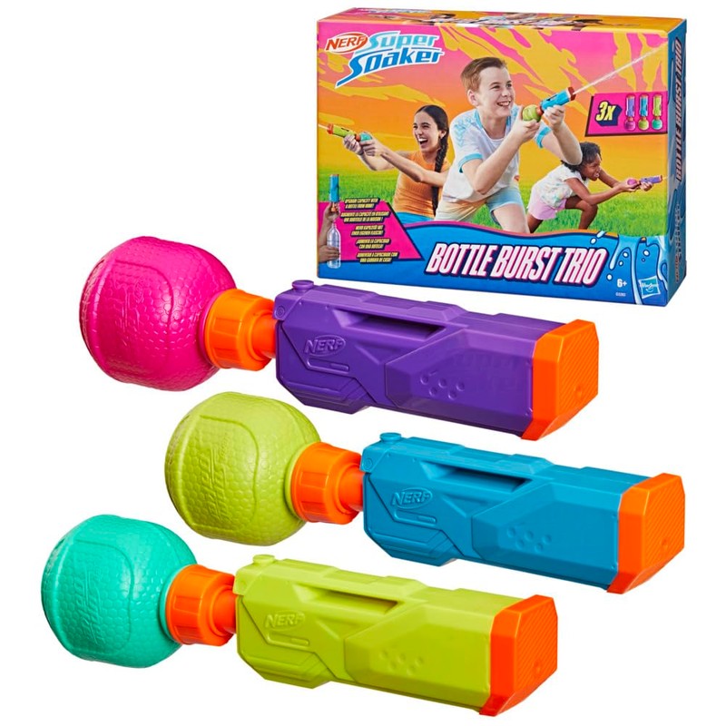 Nerf Super Soaker, Bottle Burst Trio | 3 giocattoli ad