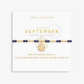 Joma Jewellery A Little Birthstone Gold SEPTEMBER LAPIS LAZULI Bracelet | 17.5cm Stretch Adjustable Wrist Stacking Bracelet