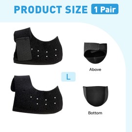 Bukihome Gel Heel Protector Pads, UK Size 8-13/UK Size 4.5-7.5, 9mm Cushioned Support for Plantar Fasciitis, Black (L)