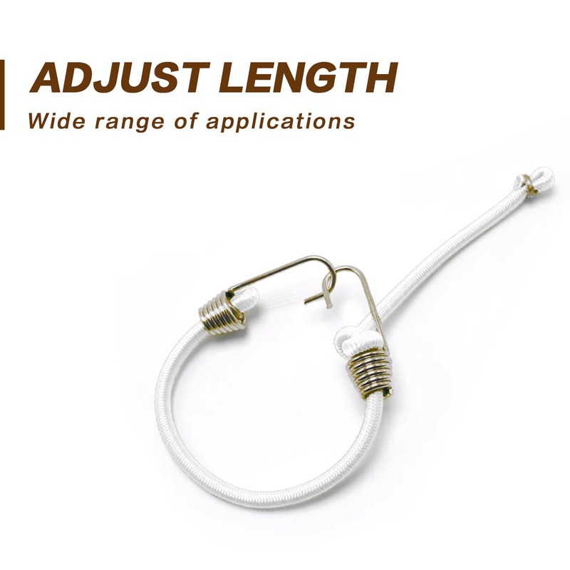 12Pcs 25CM White Mini Bungee Cords with Hooks Elastic Heavy
