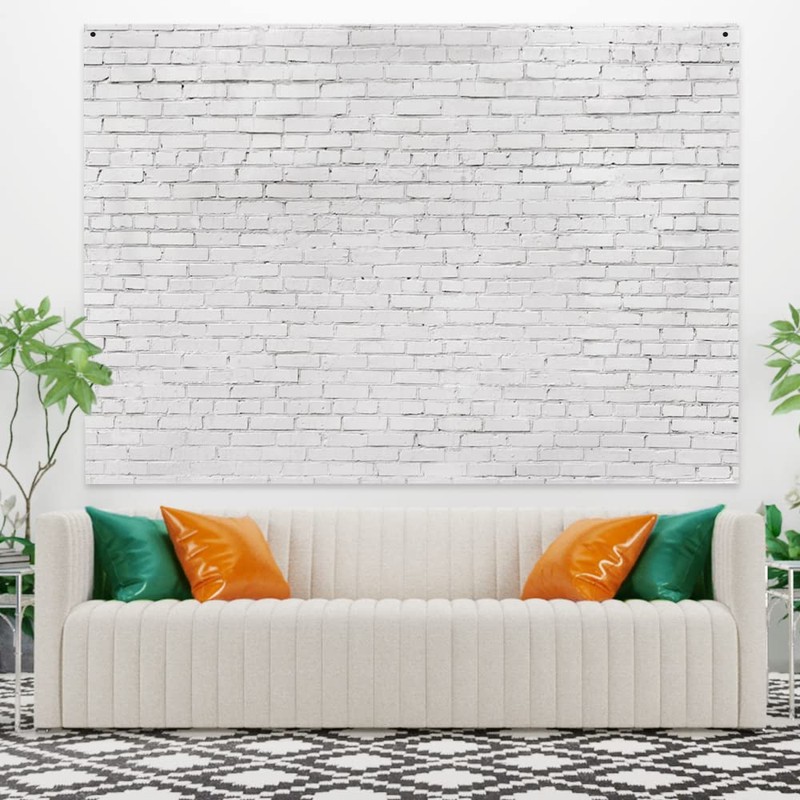 White Brick Tapestry Brick Backdrop Abstract Stone Wall Tapestry for