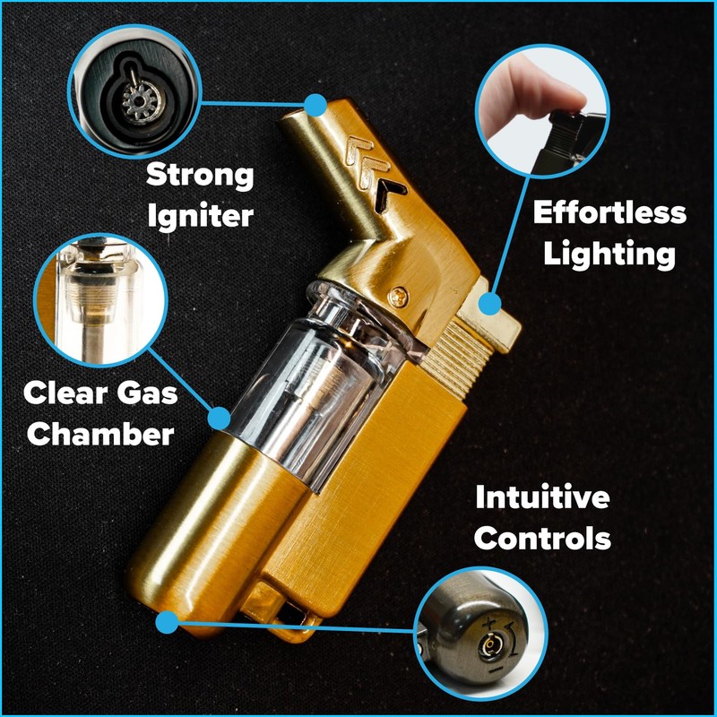 Pocket Torch Lighter with Clear Reservoir - Refillable, Multi-Color Options,