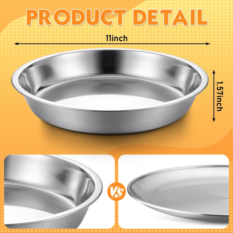 Otoolling 3 Pcs Deep Stainless Steel Pie Pan Set -