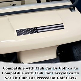 Golf Cart American Flag Plate, Fits Club Car DS and Carryall Golf Cart Front Name Plate Inserts Exterior Accessories(Black & Grey) Not fit Precedent Carts