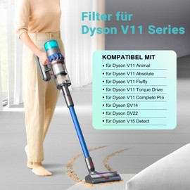 Elalove Filtri Lavabili per Aspirapolvere a Mano, Compatibile con Dyson V11 Absolute, V11 Animal, V15 Detect, con Spazzolino di Pulizia Incluso