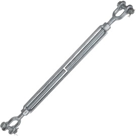 US Cargo Control Jaw and Jaw Turnbuckle, 1" x 12", 10,000 LBS Working Load Limit, UNC Thread Hot-Dipped Galvanized Turnbuckle Heavy Duty for Wire Rope, In-Line Pulls & Tension Applications