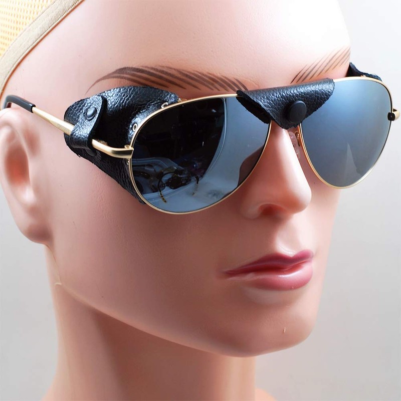OSSAT Polarized sunglasses with side shields cowhide Shield wind proof