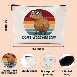 Funny Capybara Makeup Bag, Capybara Gifts for Women, Capybara Lovers Cosmetic Bag Travel Organizer Bags Makeup Pouch, Capybara Stuff Animal Lovers Gifts for Girls Friend Christmas birthday Gifts