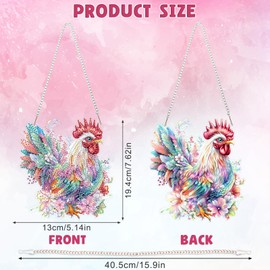 DOMROM Rooster Diamond Art Hanging Kit for Adult, Special Shaped Rhinestone, DIY Acrylic 5D Diamond Art Painting Window Pendants, Home Wall Art Hanging Kits, Double Sided Hanging Ornament