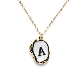 ARK & BAY Letters A-Z Pendant Necklace in Enamel and 18K Gold-Plated Stainless Steel in Gift Box | Gold Initial Necklace For Women (Letter A)