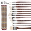 Falling in Art Natural Bristle Professional Paintbrush Set, 15PCS Long