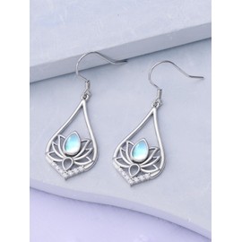 Lypic Lotus Earrings 925 Sterling Silver July Birth Flower Dangle Earrings Birth Flower Jewelry for Women Daughter