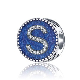 SOUKISS Solid 925 Sterling Silver Letter Beads Complete A~Z Gift Options Alphabet Charm Fit European Bracelets, Sterling Silver