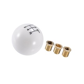 VekAuto Car Manual 4 Speed Ball Gear Shift Knob Kit, Round Short Throw Shifter Universal for Manual Transmission Vehicles Durable Acrylic White with Adapter Auto Accessories