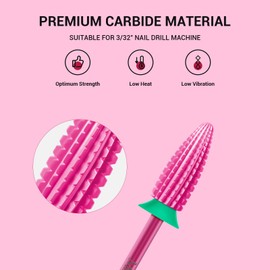 MelodySusie Typhoon Nail Drill Bits, 3/32'' Carbide Tungsten Multi-function Bits, Fast Remove Acrylic or Hard Gel for Manicure Pedicure Salon Professional or Beginner, Pink Blossom, Coarse