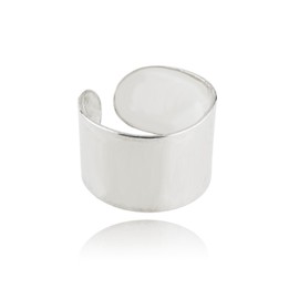 Plata de ley sólida banda ancha oreja Wrap Cuff Earring, izquierdo o derecho oreja, No Piercing, Slide-On