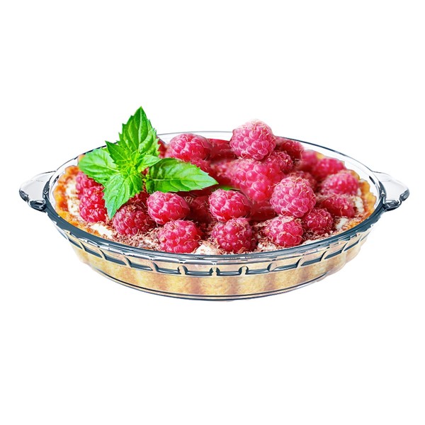 FEOOWV 1 Pack Round Glass Pie Pans for Baking Round