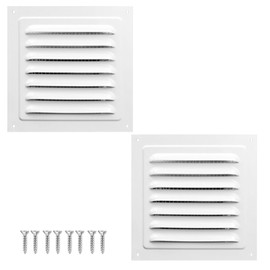 Louvered Ventilation Grille, 2pcs Aluminum Vent Protection Cover Air Flow Ventilation Extractor Cover with Screen Mesh for Wall Door Window - 150 x 150mm