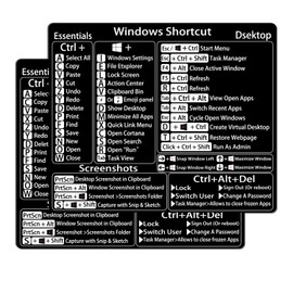 2-Pack丨Windows Shortcut Sticker丨, Keyboard Shortcut Vinyl Sticker, Laptop Keyboard Shortcuts Stickers for Windows System Any PC Computer Laptop Desktop Notebook-Black Background with White Letters
