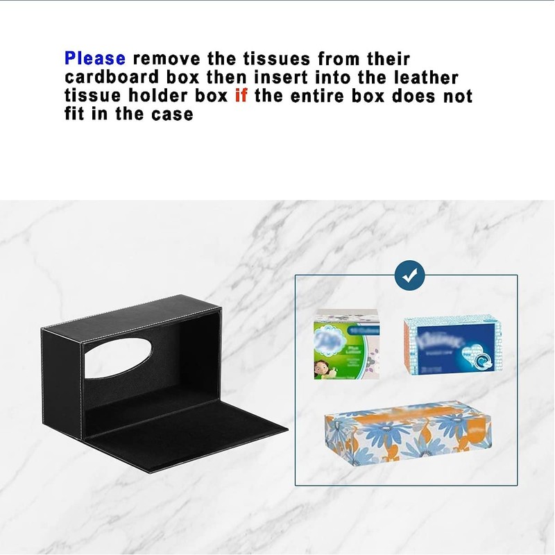 PU Leather Tissue Box Holder Black Tissue Holder for Bathroom