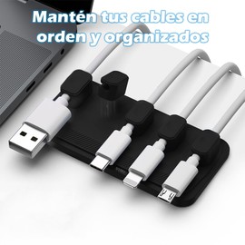 Soporte Con Clips Magnético Para Organizar Cables Escritorio (NEGRO)