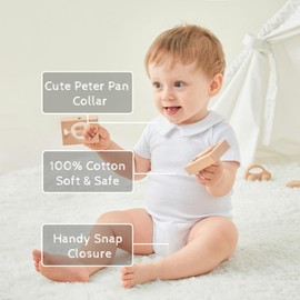 pureborn Baby Boy Bodysuit Cotton Waffle Knit Short Sleeve Romper Infant Boy's Summer One-Piece Outfit 9-12 Months White