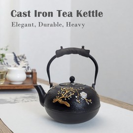 Cast Iron Teapot SECHUDO Teapot for Stovetop Safe Coated with Enameled Interior,Japanese Beautiful Tea Kettle with Stainless Steel Infuser for Loose Tea (60.9oz Plum Blossoms and Bird Pattern)