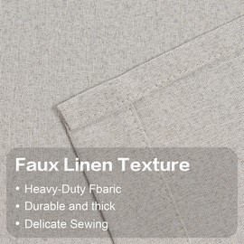 KEQIAOSUOCAI Completely 100% Blackout Linen Textured Grommet Curtains (Light Beige,2 Panels,W 52 x L 63 Inch Length)