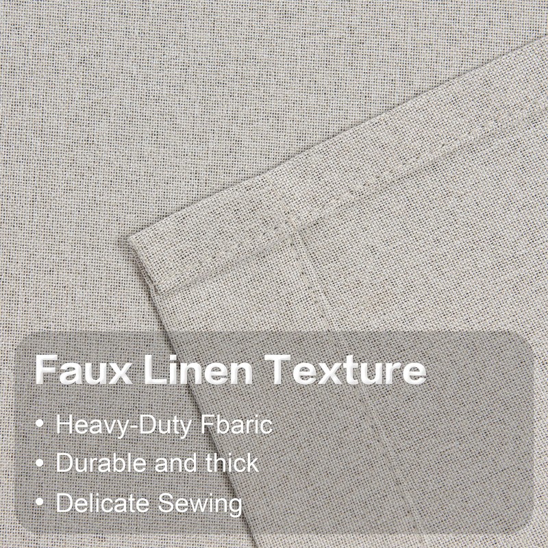 KEQIAOSUOCAI Completely 100% Blackout Linen Textured Grommet Curtains (Light Beige,2