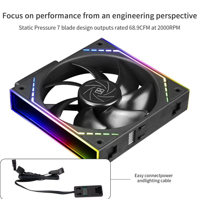 Thermalright TL-M12Q Case Fan-120mm Quiet,PWM Function,Infinity Mirror ARGB Lighting Effects,Wireless