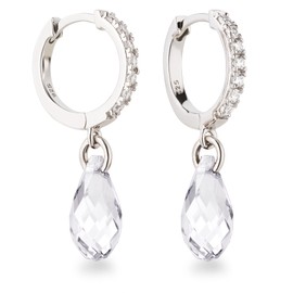 Schöner-SD Hoop Earrings with Crystal Drops 925 Silver, Glass