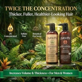 PURA D'OR Shampoo y Acondicionador Anti-Cabello de Grado Profesional Activos Concentrados 2X, Ingredientes Naturales Sin Sulfatos, Probados Clínicamen