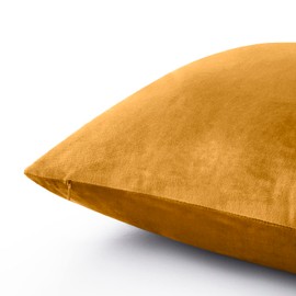 Oxford Homeware Velvet Cushion Covers Pack of 2 Decorative Covers Square Throw Pillow Cases Sofa Cushion Covers for Bedroom Couch Living Room with Invisible Zipper (Ochre, 18 x 18 Inch)