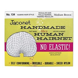 Hair Net Jac-O-Net Handmade No Elastic Regular Size, Medium Brown,1 Net Per Pack [1 Pack]