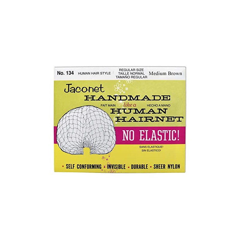 Hair Net Jac-O-Net Handmade No Elastic Regular Size, Medium Brown,1