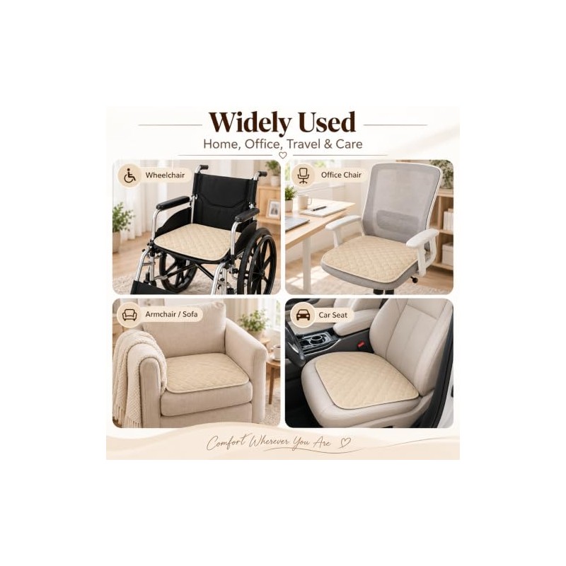 3 Washable Incontinence Chair Pads, 50x50cm Waterproof Seat Protectors