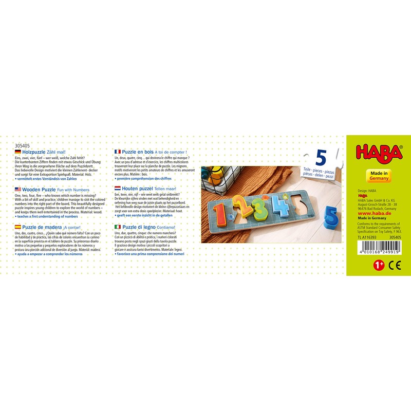 HABA 305405 Wooden Puzzle Count Time! Wooden Puzzle from 1