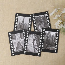 werdecade 4''×6'' Paper Picture Frames,Wall Mount Display Pictures Vintage Cinematic Film Photo Frame,5Pcs Wall Hanging Photo Frames Set for Idol Postcard,Home Decor,Gifts (Black)